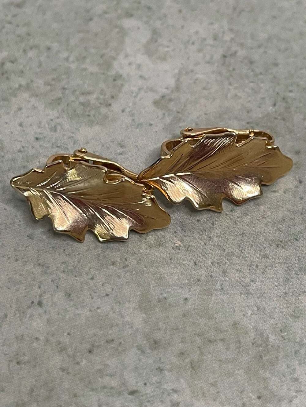 Monet Gold Tone Leaf Clip-On Earrings